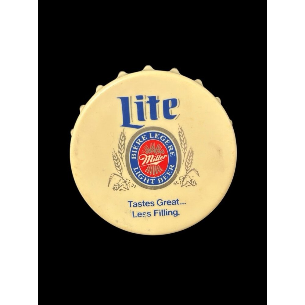 Vintage 1983 Miller Lite Celluloid Plastic Refrigerator Magnet w/ Bottle Opener